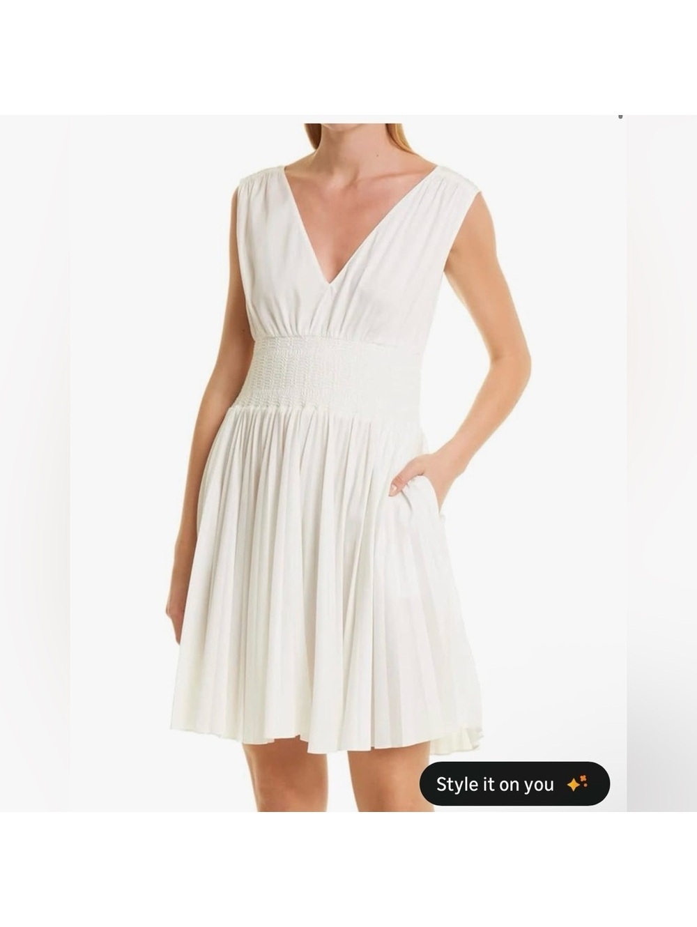 Rebecca Taylor Ivory V-Neck Mini Dress Retail $345